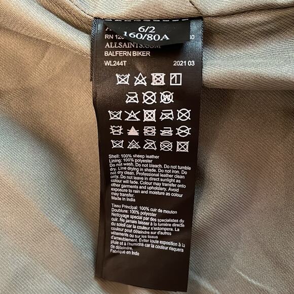 All Saints Green Leather Moto Jacket Size 2 Retails $589 NWT - Picture 10 of 11